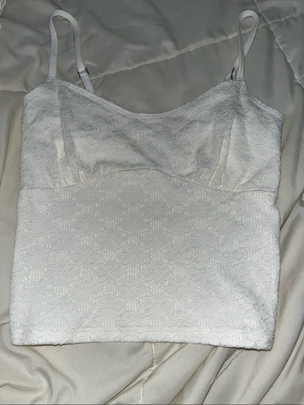 Hollister White Lace Bandeau Cami with Adjustable Straps
